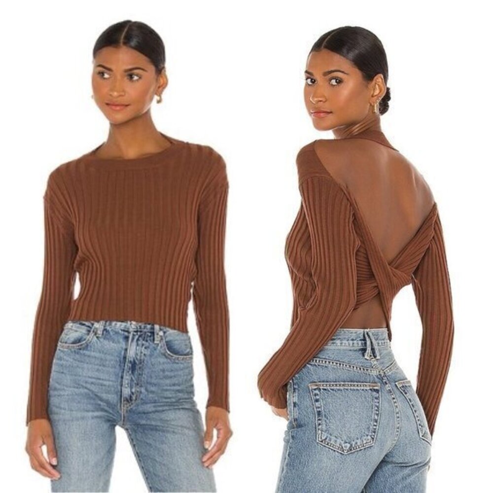 MAJORELLE Lacie Twist Back Top in Chocolate Brown